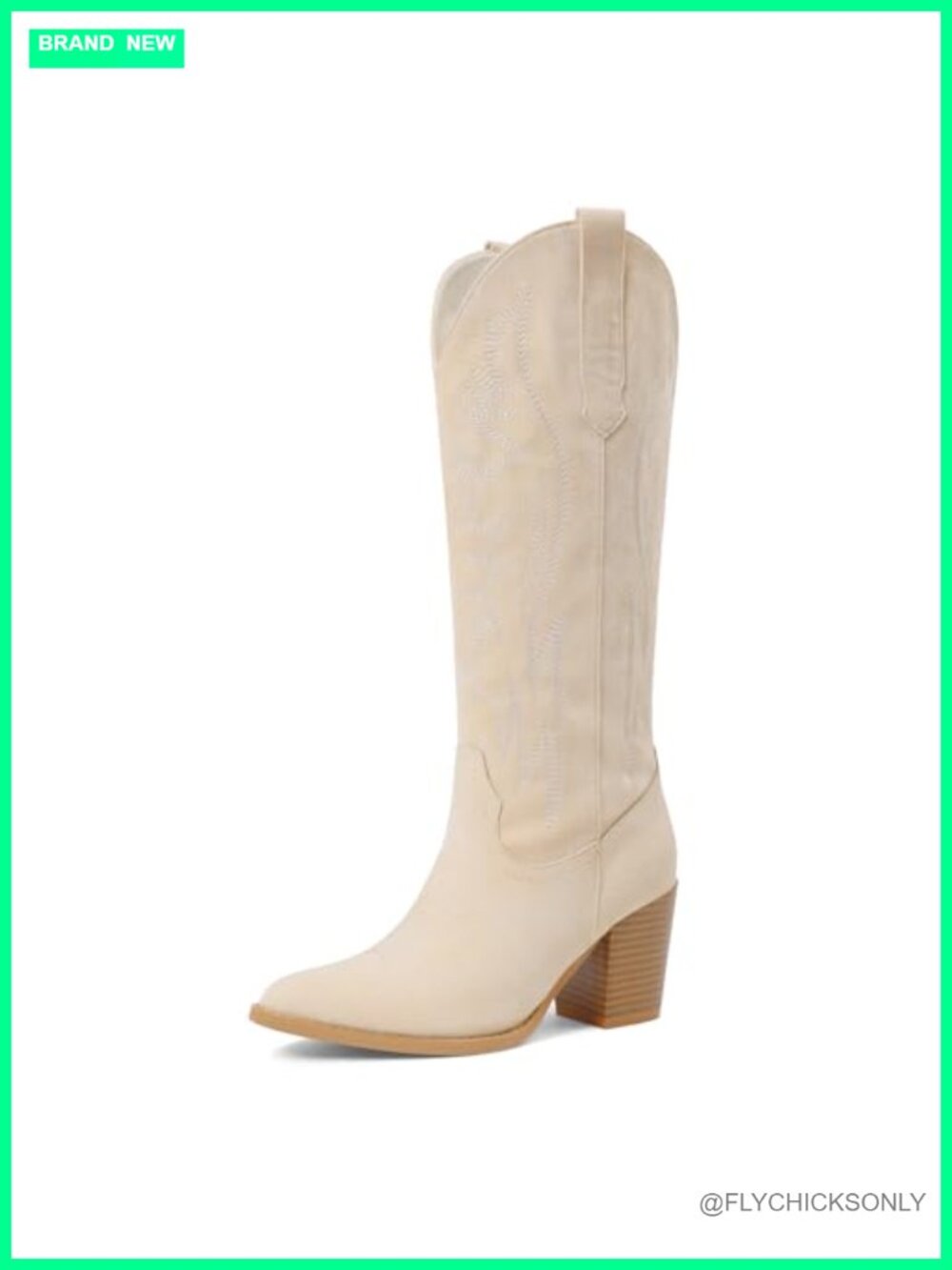 Women's Suede Knee High Cowboy Boots Pointed Toe Block Heel Western